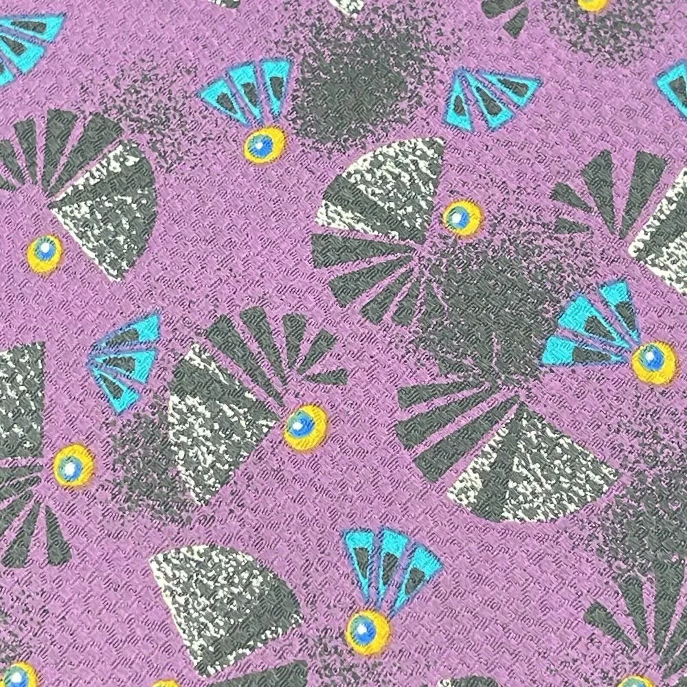Countess Mara 100% Silk Neck Tie Vintage Novelty Feather Peacock Fan Purple